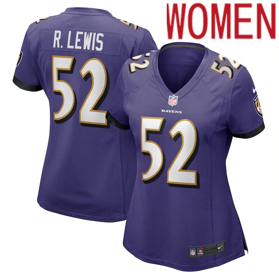 Women Baltimore Ravens #52 Ray Lewis Nike Purple Retired Player NFL Jersey